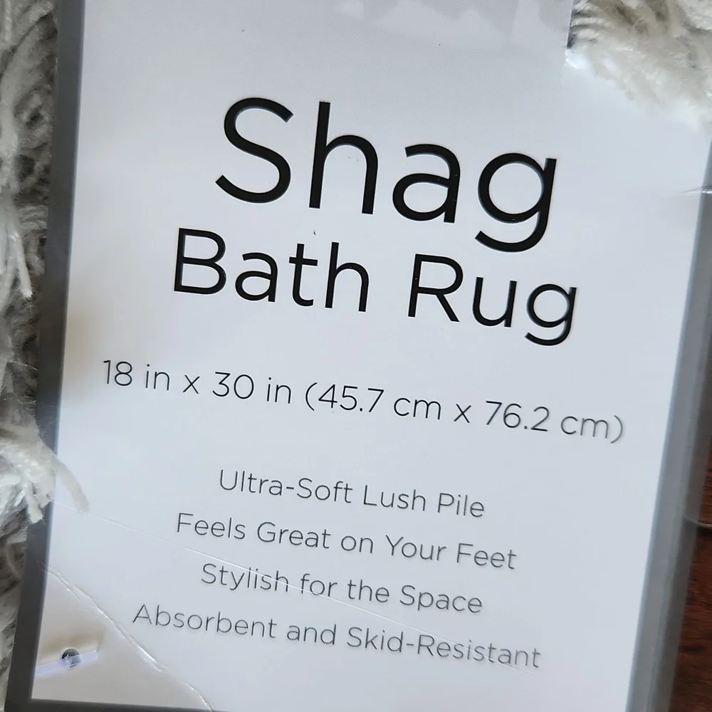 Shag Bath Rug‎ Mat Gray Non Skid 18x30 Soft